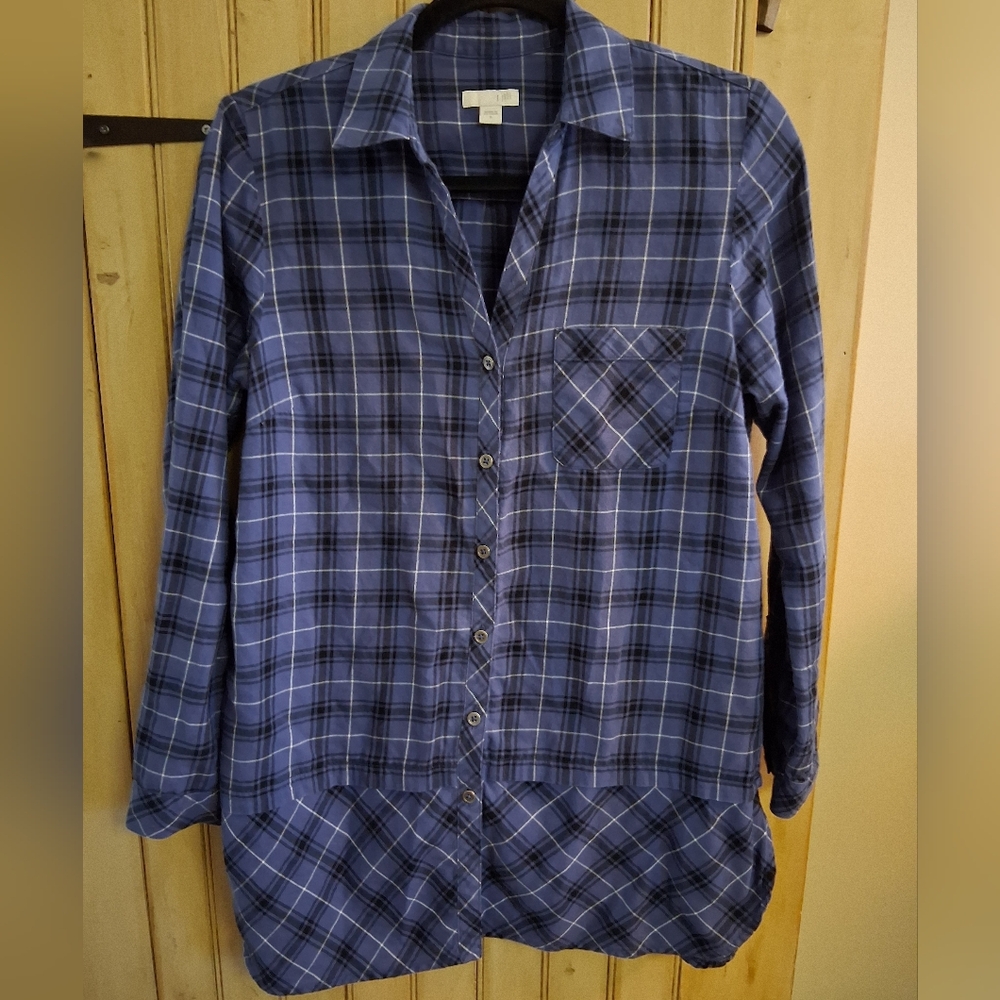 J. Jill Blue Plaid Button Down Shirt, Womens Size Small